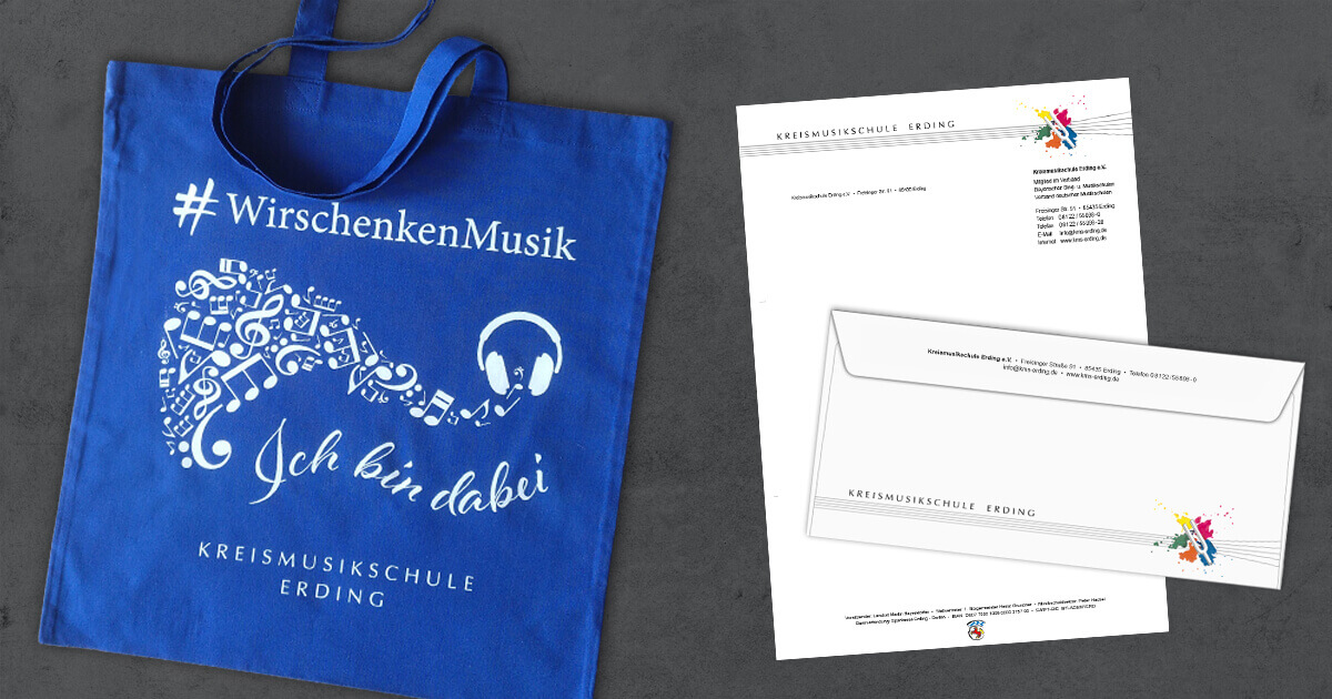 Briefumschläge, Briefpapier und Stofftaschen - Kreismusikschule Erding